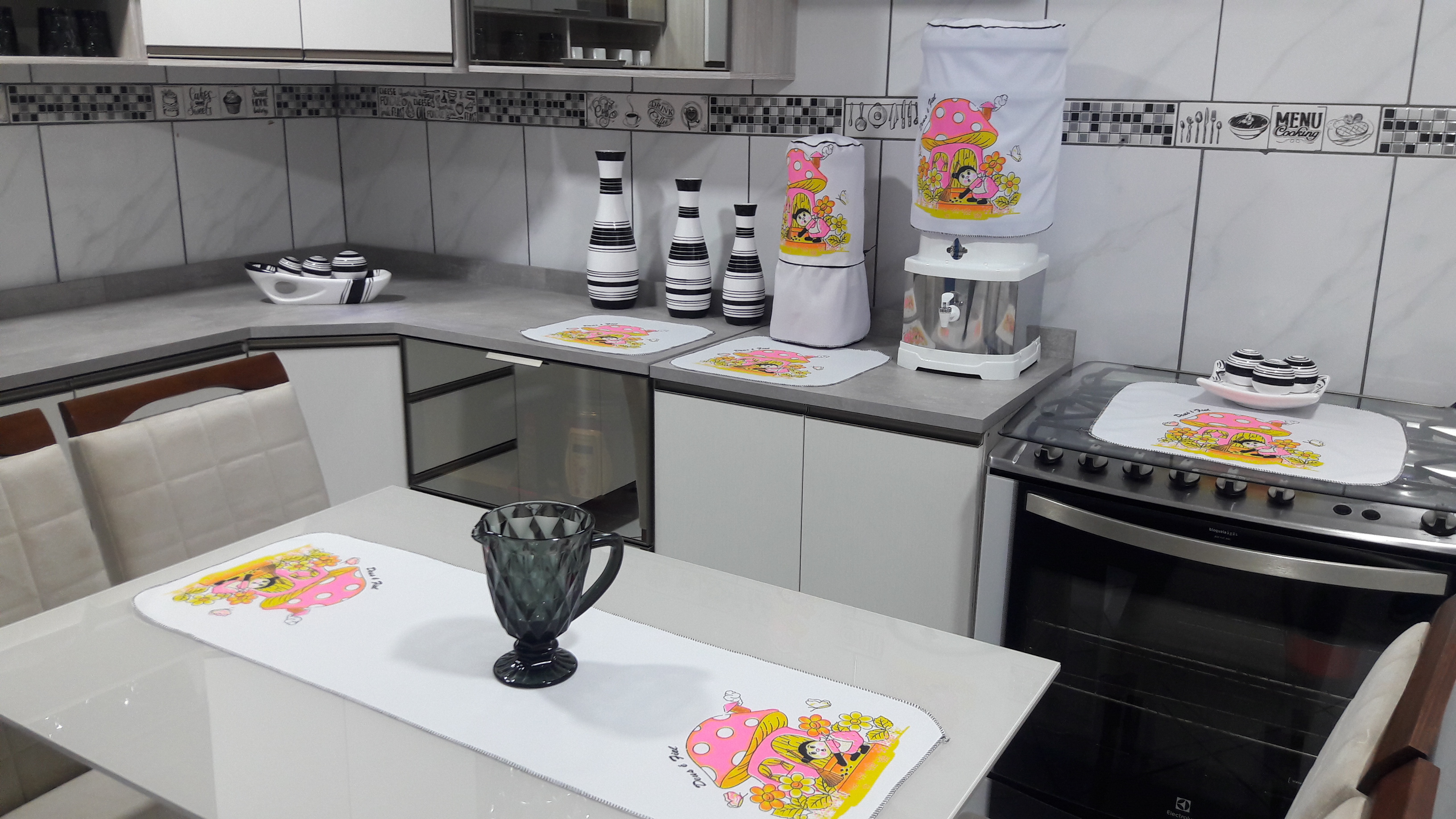 JOGO COZINHA PINTADO OKFORD 6PC (SITE)-LARANJA C/ ROSAS