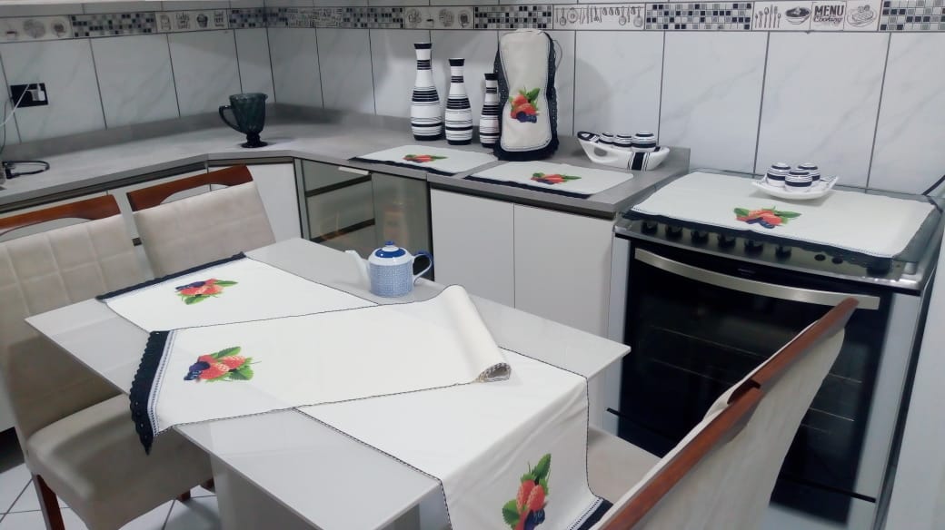 Jogo de crochê para cozinha com 7 peças